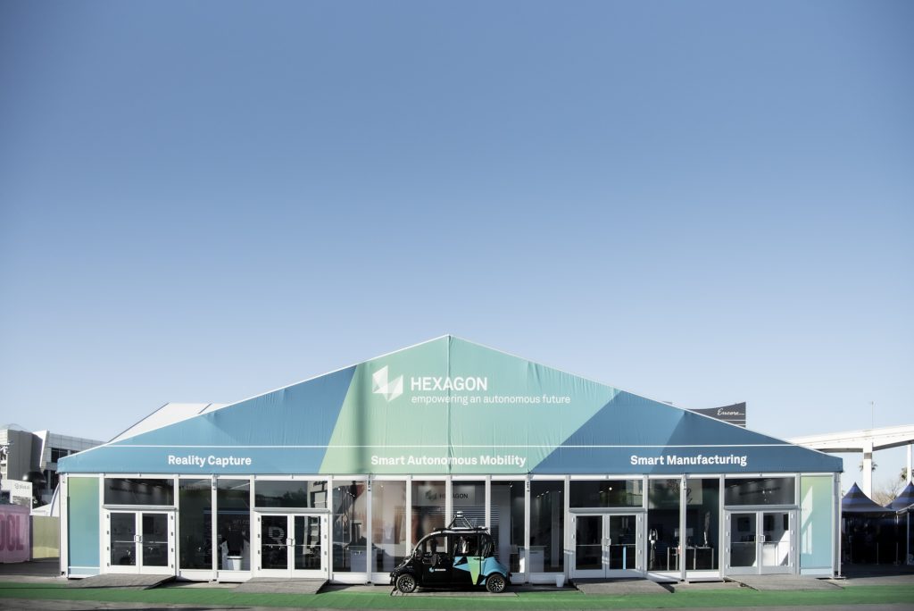 Photograph of Hexagon pavilion at CES